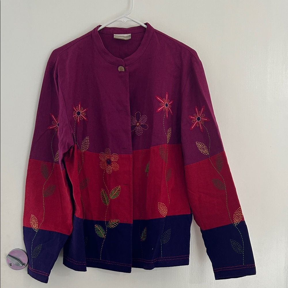 Coldwater Creek Purple and Red Floral Jacket